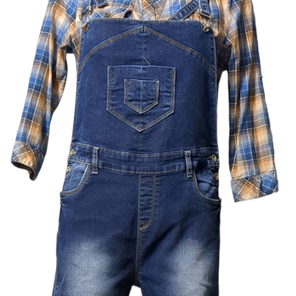 CORAL Blue Denim Overalls Dark Wash size 34 - Picture 2 of 14